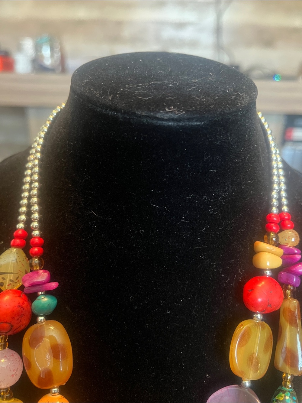 Multicolor Statement Beaded Necklace - Artisan Women Jewelry - Picture 6 of 8